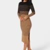 Stripe Rib Long Sleeve Maxi Dress