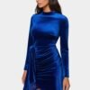 Beaded Sash Velvet Mini Dress