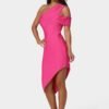 Asymmetrical High Slit Bandage Midi Dress