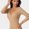 V-Neck Cardigan Midi Dress