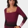 Stripe Rib Sweater Midi Dress