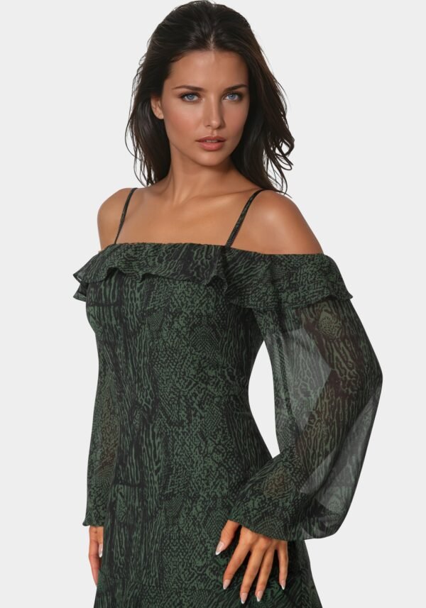 Long Sleeve Off the Shoulder Tiered Maxi Dress